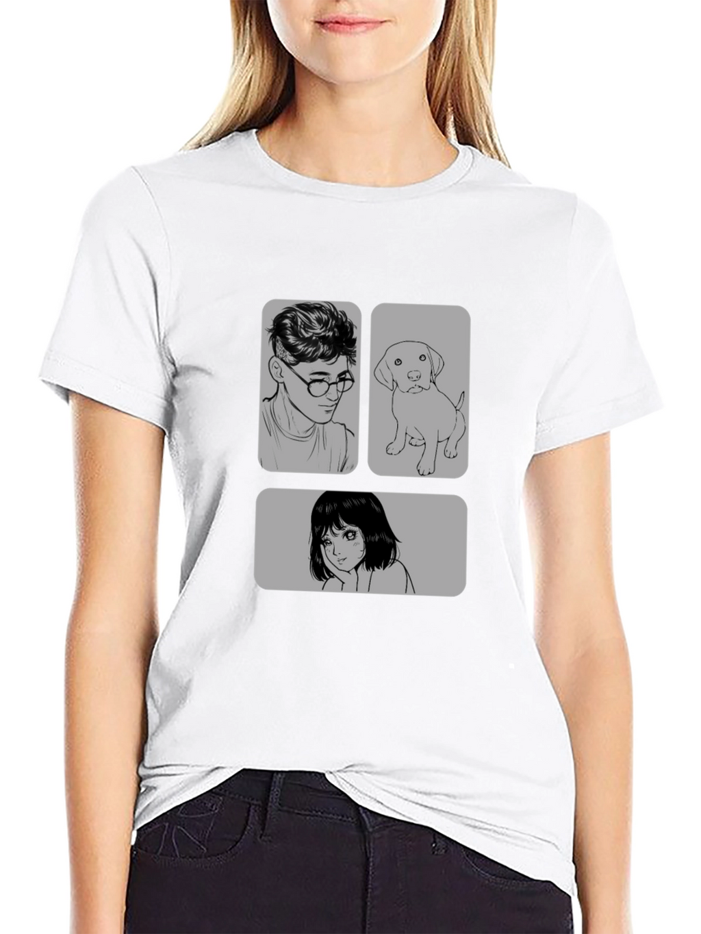 Cartoon Graphic Print Black Casual T-Shirt