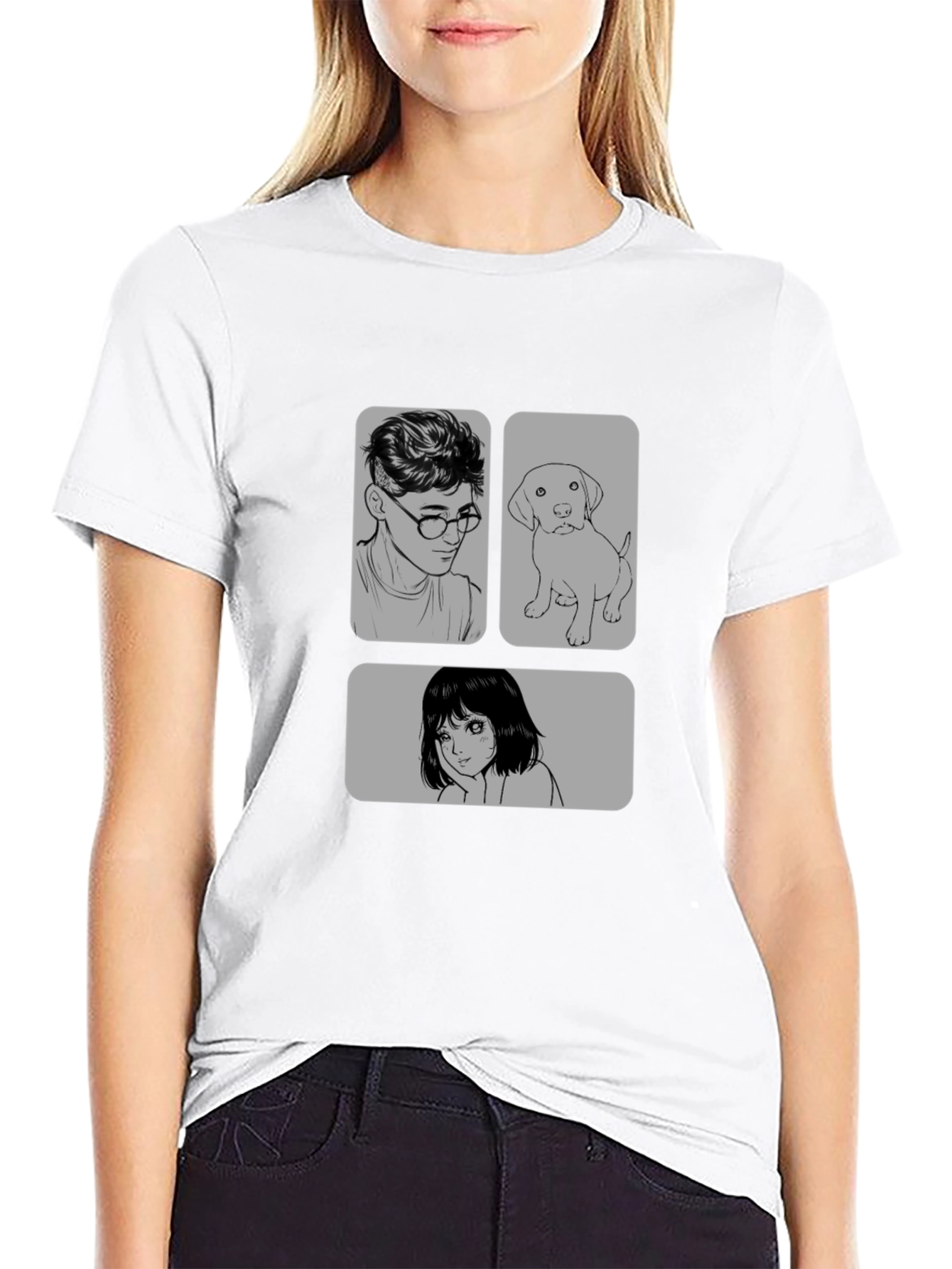 Cartoon Graphic Print Black Casual T-Shirt