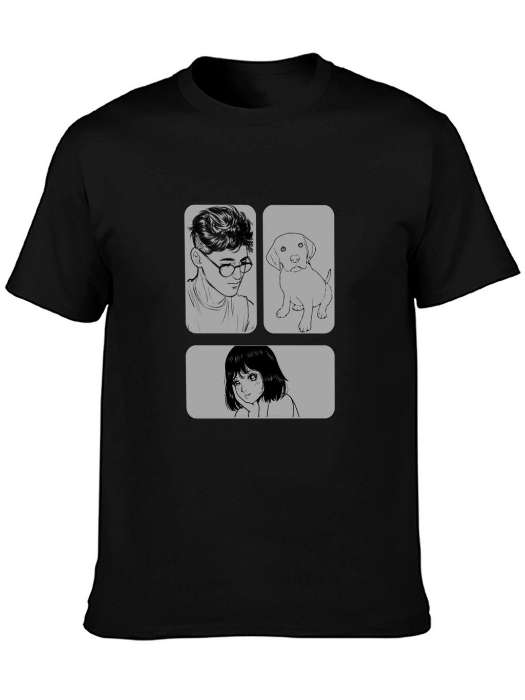 Cartoon Graphic Print Black Casual T-Shirt