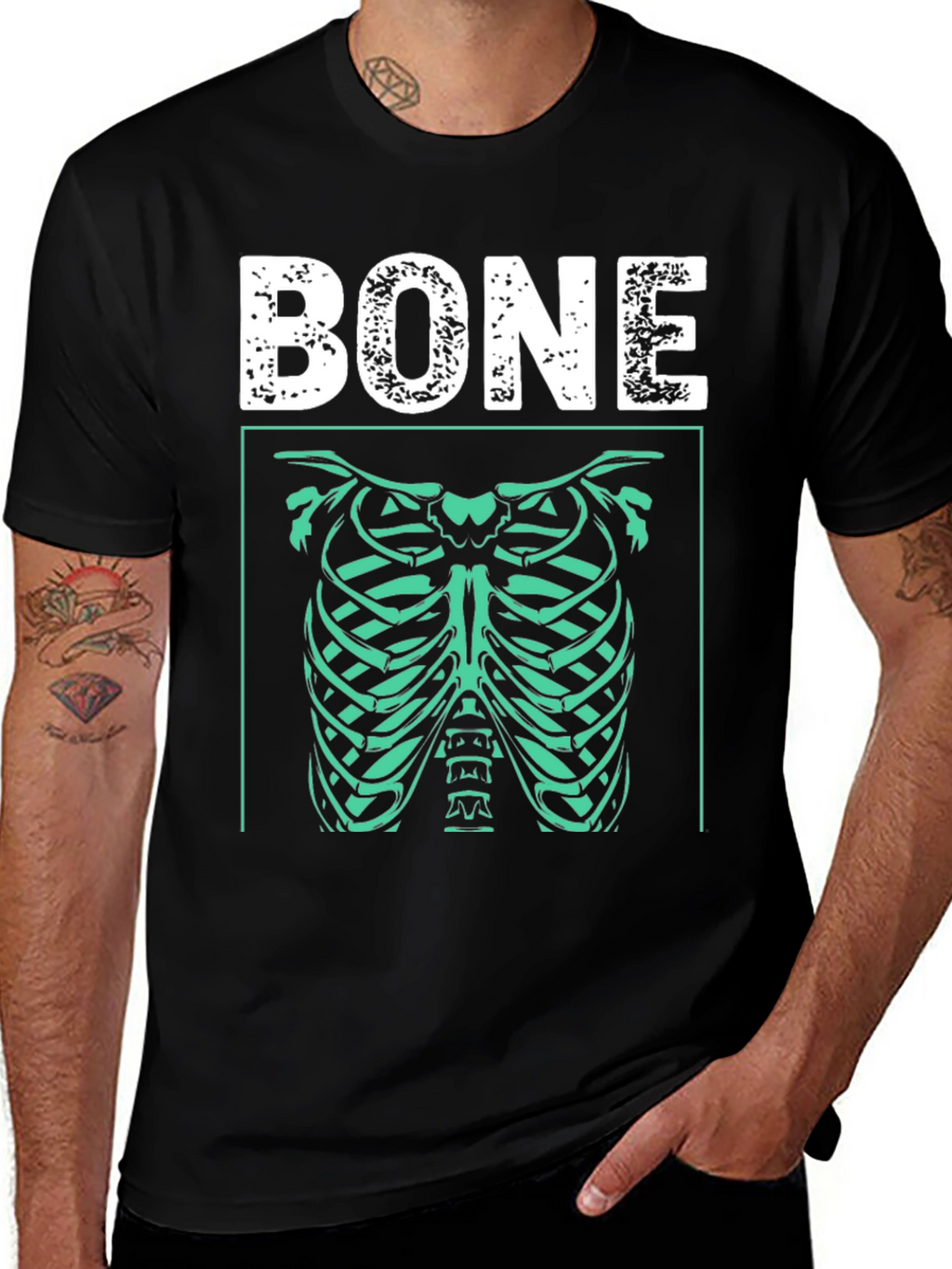 Bone Rib Cage Graphic T-Shirt - Halloween Costume
