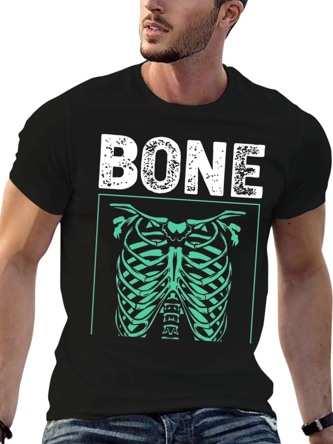 Bone Rib Cage Graphic T-Shirt - Halloween Costume