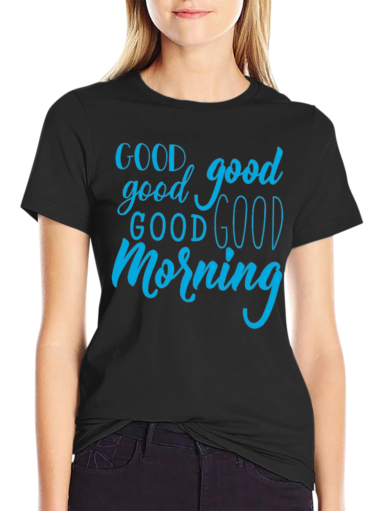 Good Morning Graphic Tee - Black Cotton T-Shirt