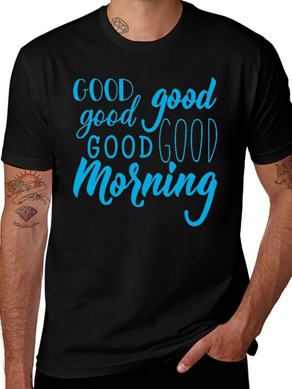 Good Morning Graphic Tee - Black Cotton T-Shirt