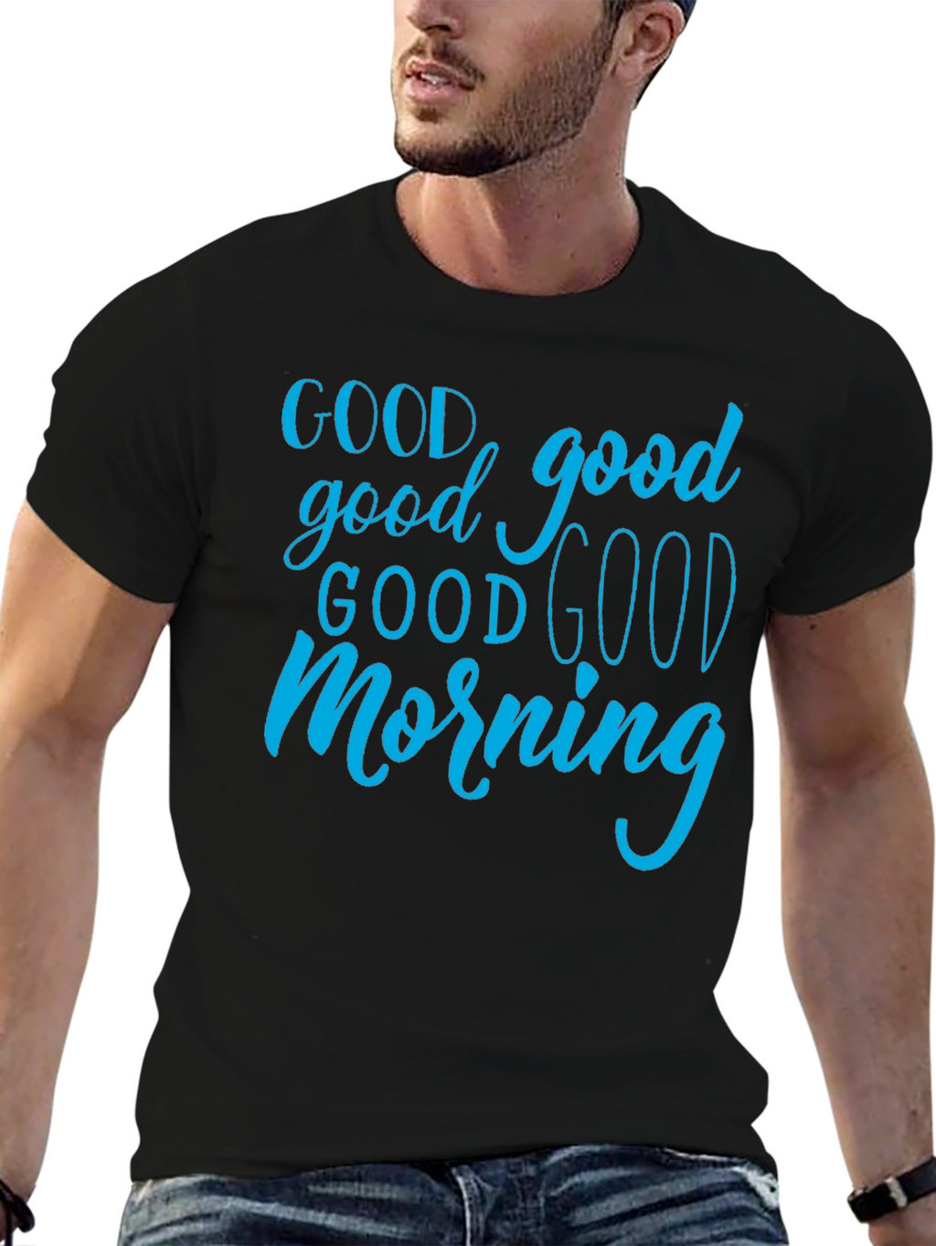 Good Morning Graphic Tee - Black Cotton T-Shirt