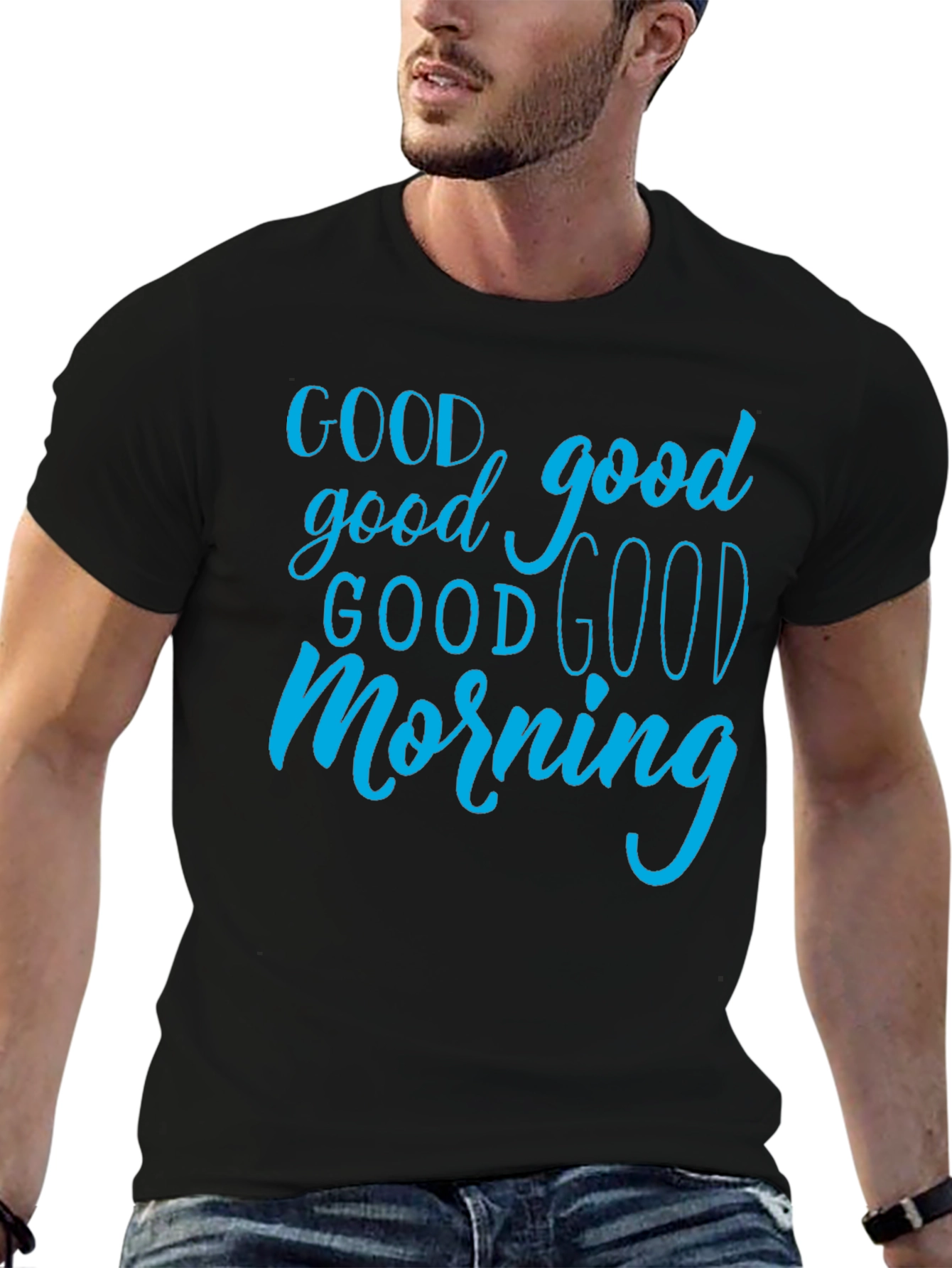 Good Morning Graphic Tee - Black Cotton T-Shirt