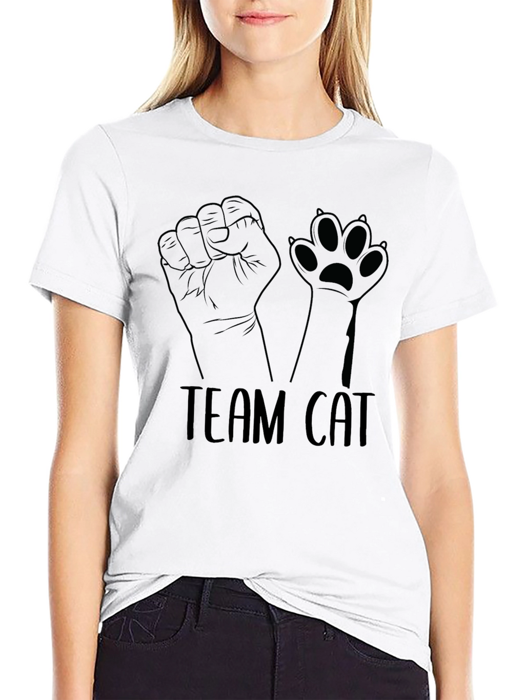 Team Cat Graphic T-Shirt - Black Cotton Tee