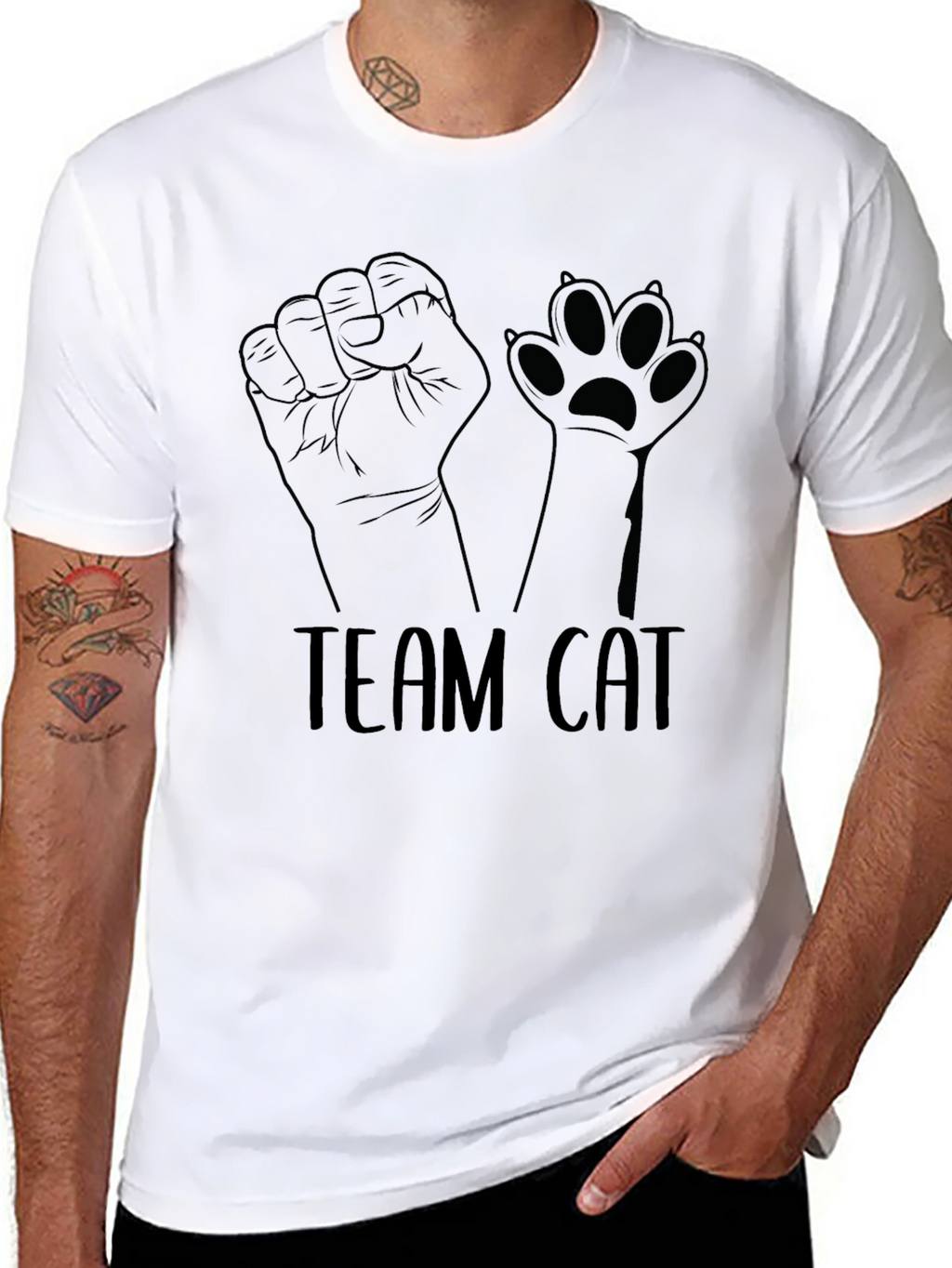 Team Cat Graphic T-Shirt - Black Cotton Tee