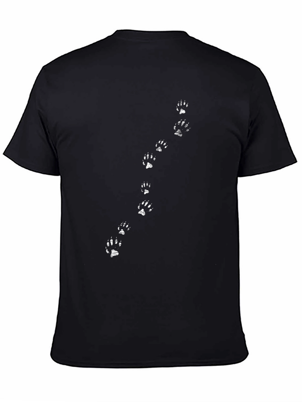 Paw Print Trail T-Shirt - Black Cotton Tee