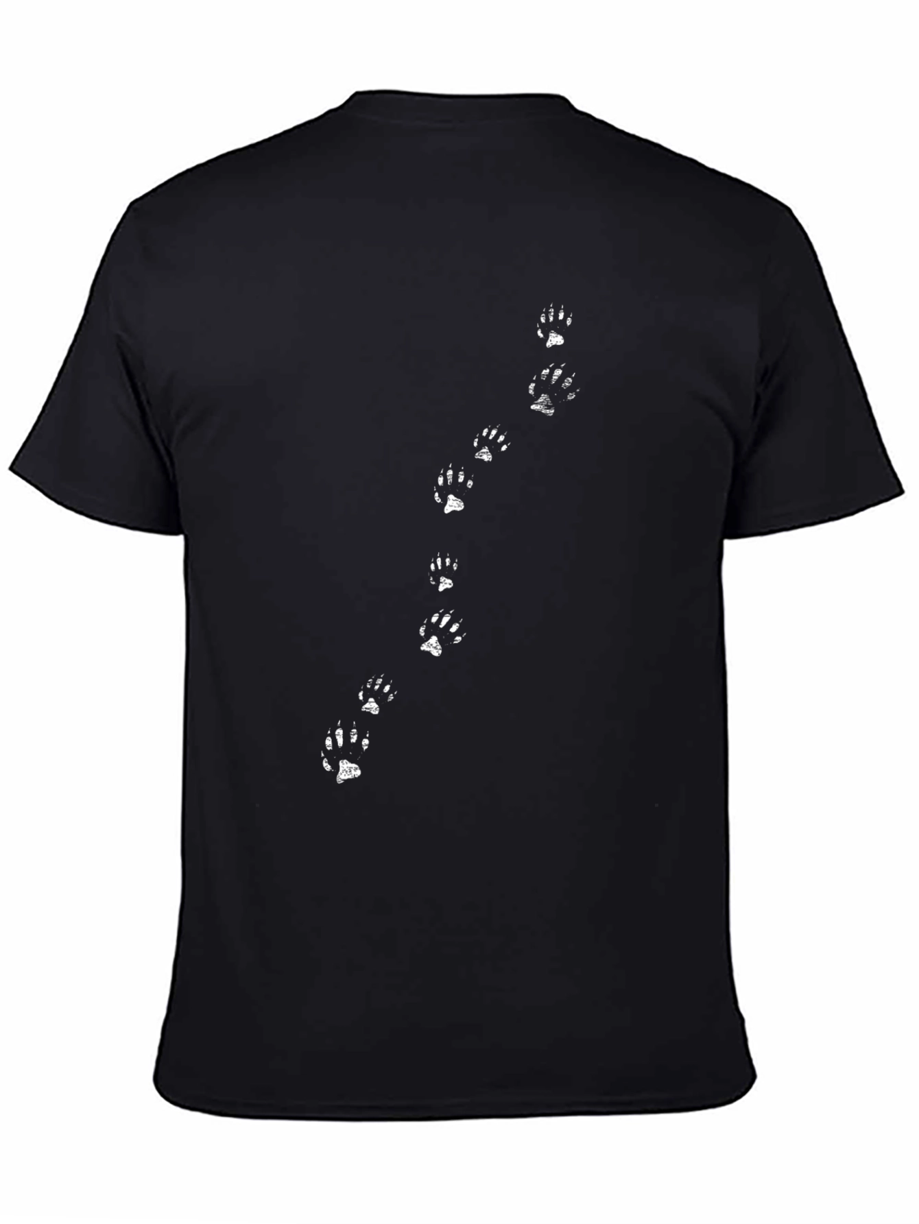 Paw Print Trail T-Shirt - Black Cotton Tee