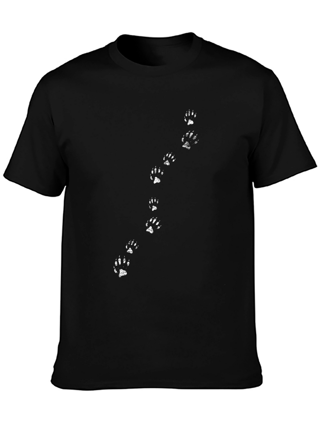 Paw Print Trail T-Shirt - Black Cotton Tee