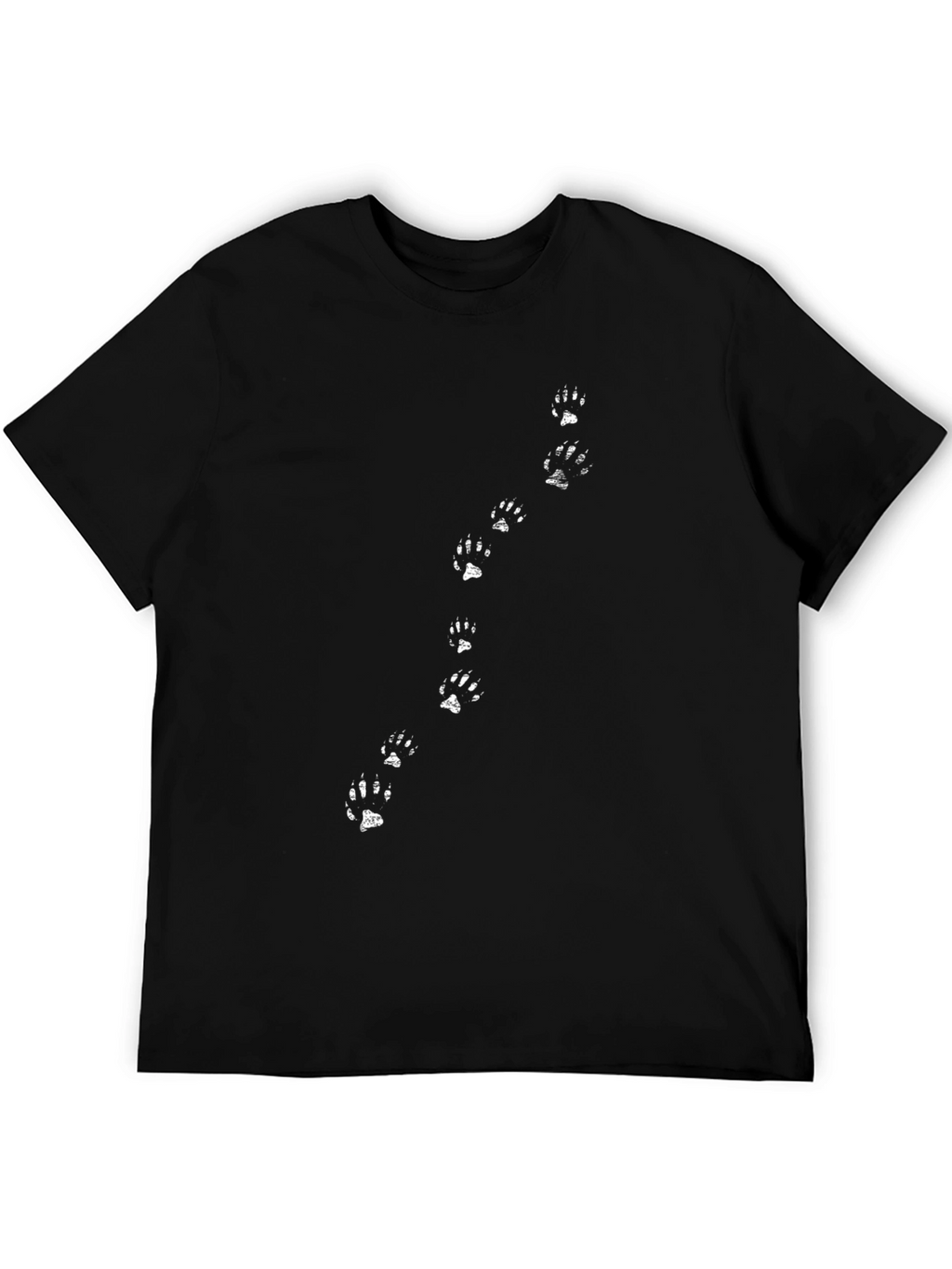 Paw Print Trail T-Shirt - Black Cotton Tee