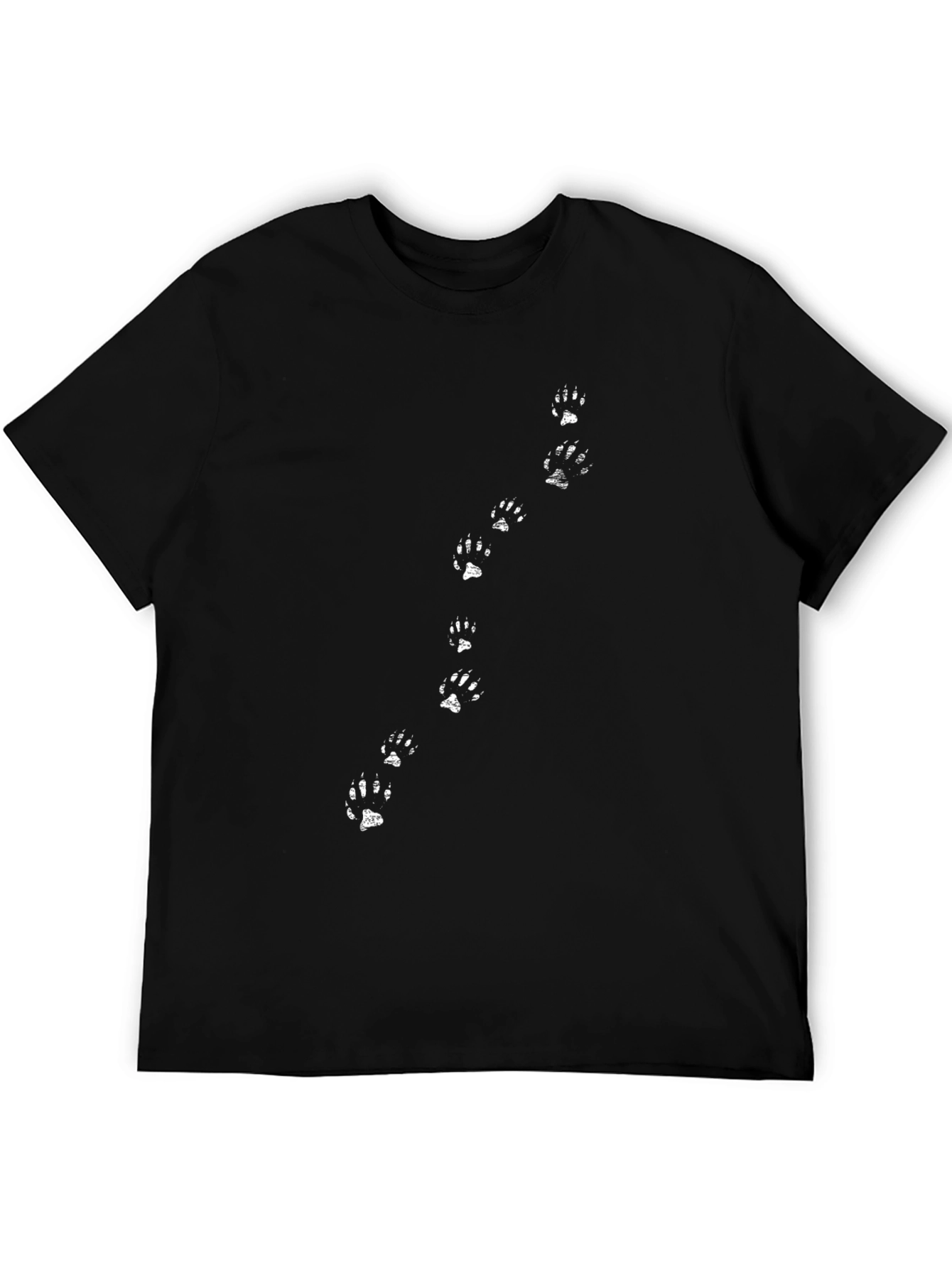 Paw Print Trail T-Shirt - Black Cotton Tee