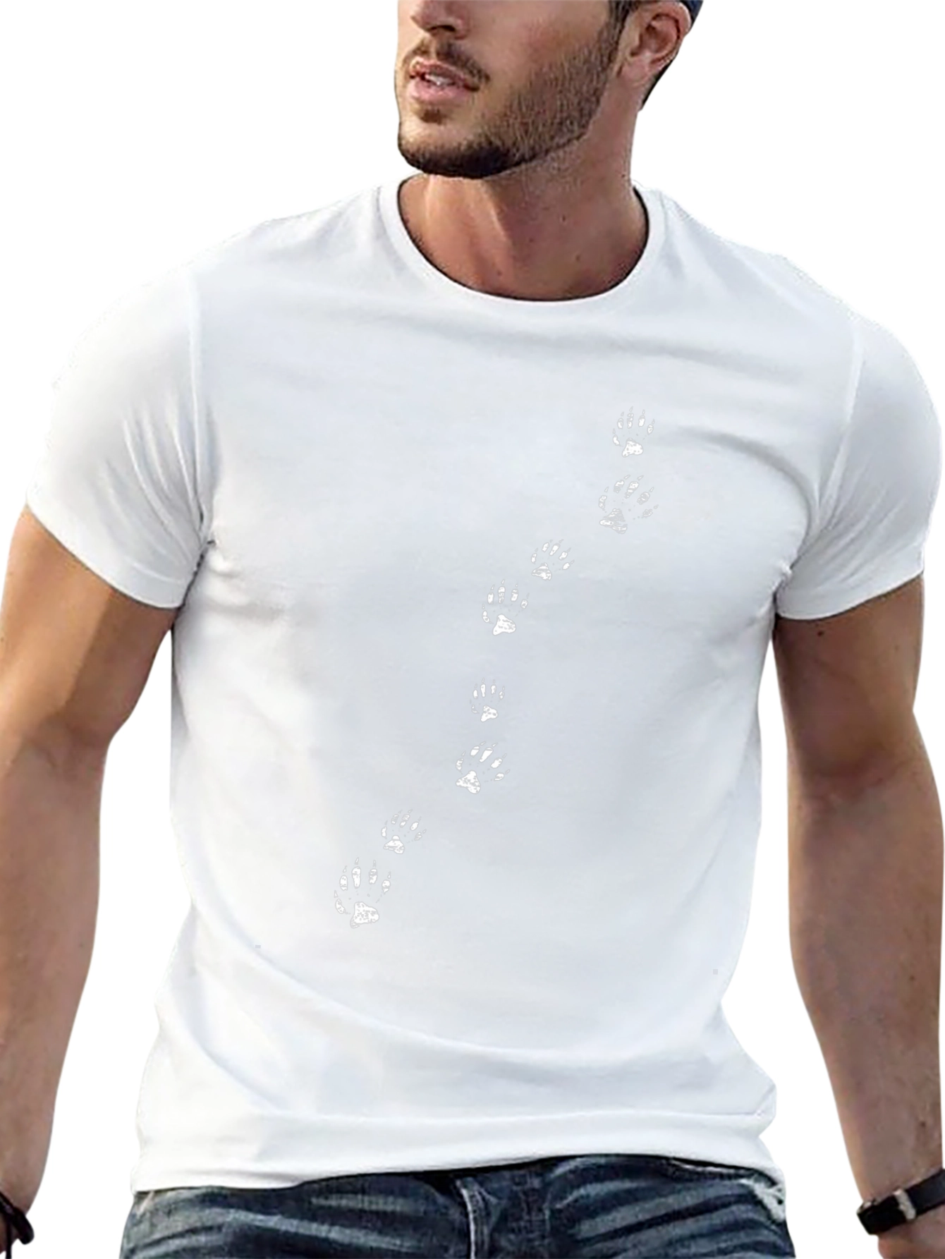 Paw Print Trail T-Shirt - Black Cotton Tee
