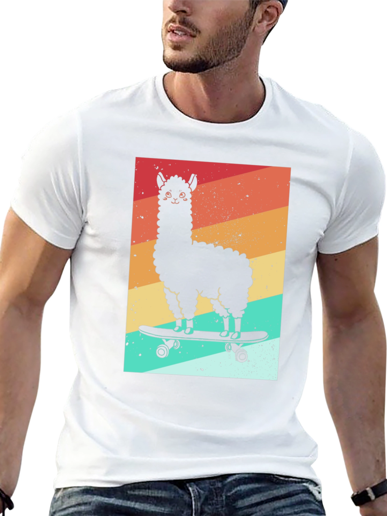 Llama Skateboard Graphic Tee - Black