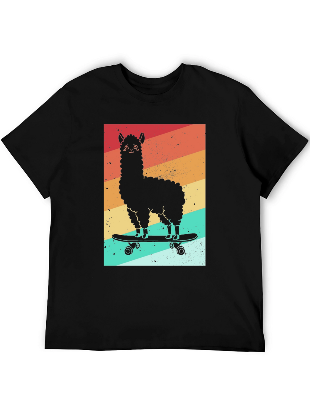 Llama Skateboard Graphic Tee - Black