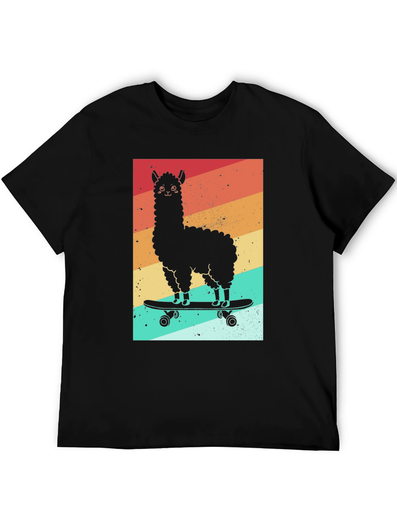 Llama Skateboard Graphic Tee - Black