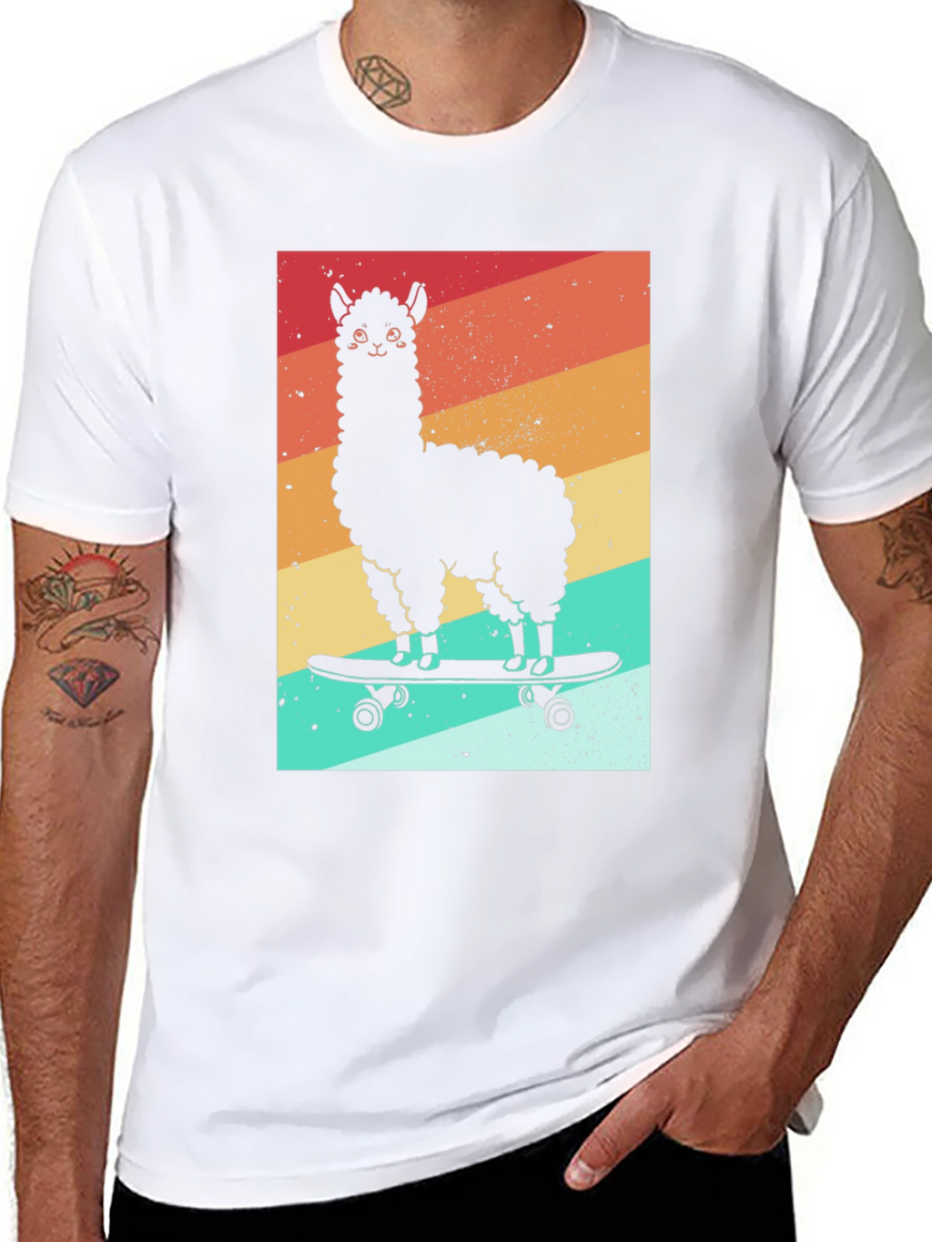 Llama Skateboard Graphic Tee - Black