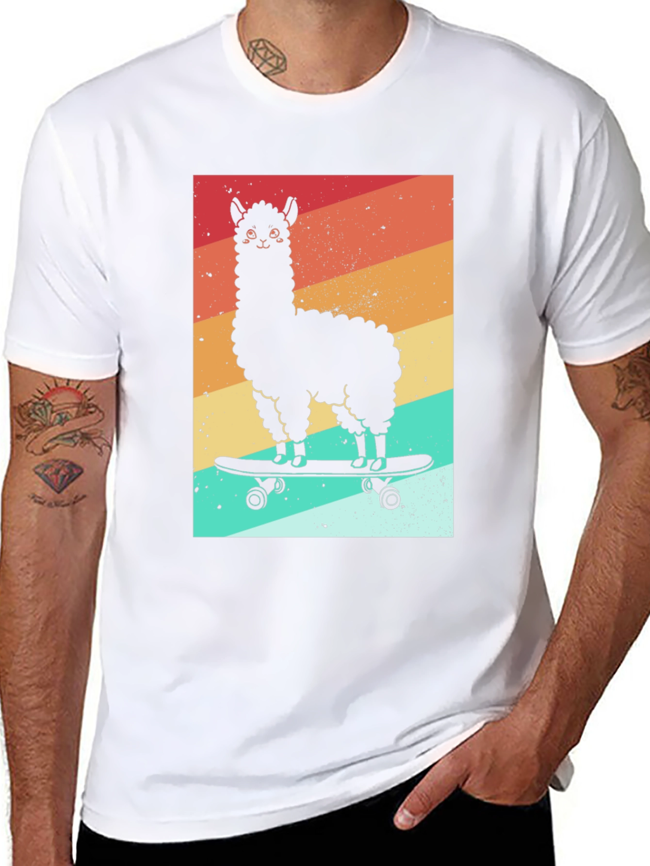 Llama Skateboard Graphic Tee - Black