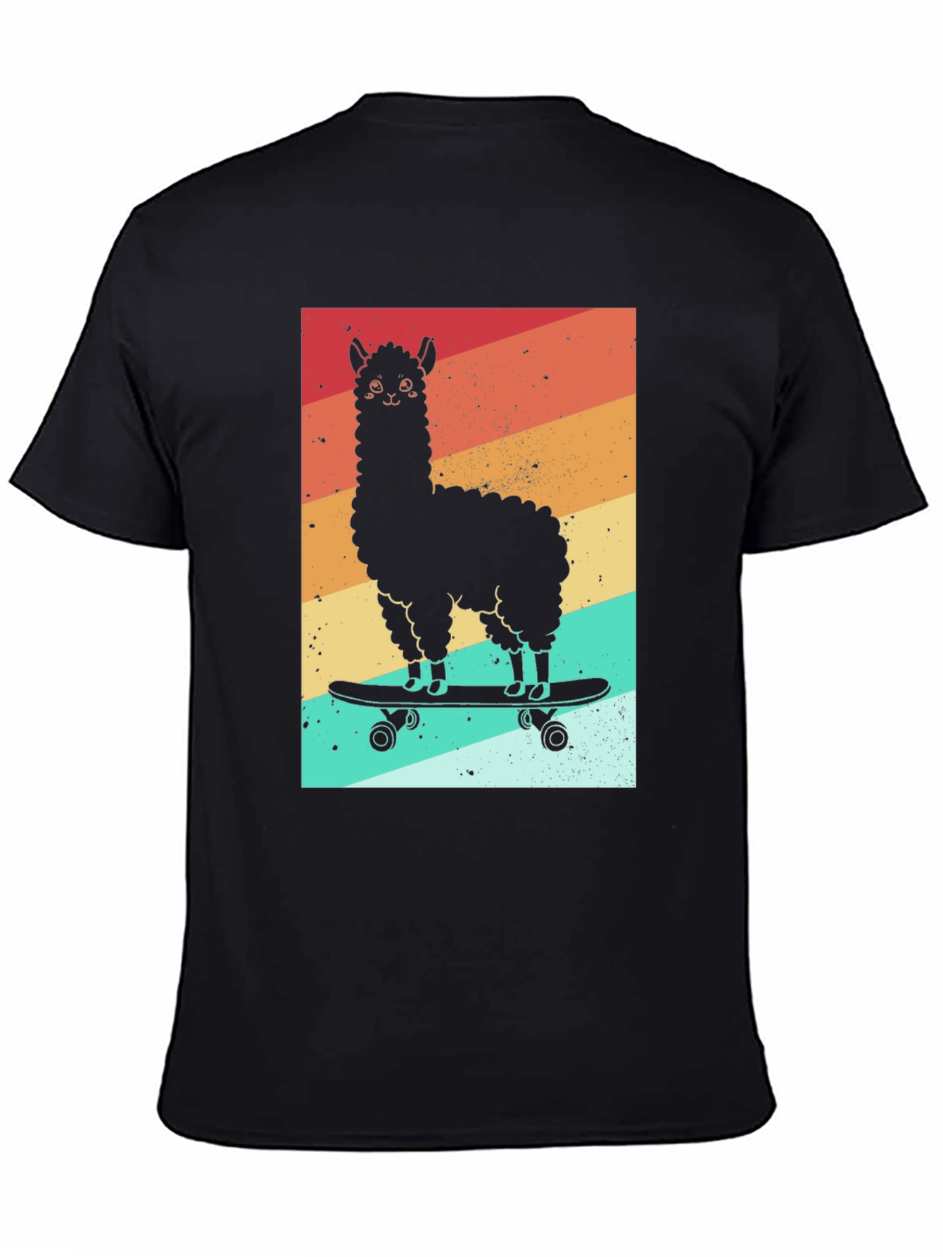 Llama Skateboard Graphic Tee - Black