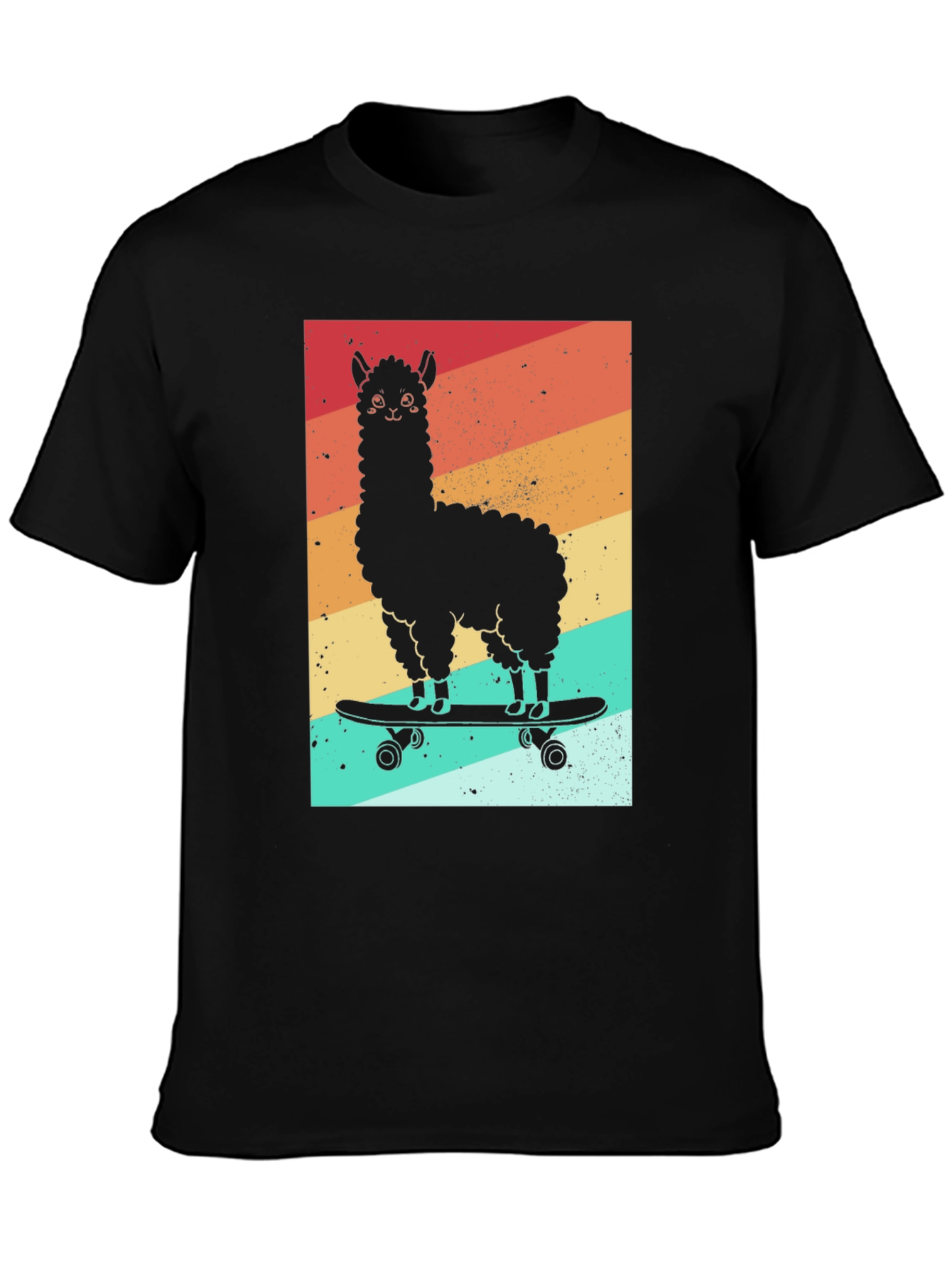 Llama Skateboard Graphic Tee - Black