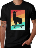 Llama Skateboard Graphic Tee - Black