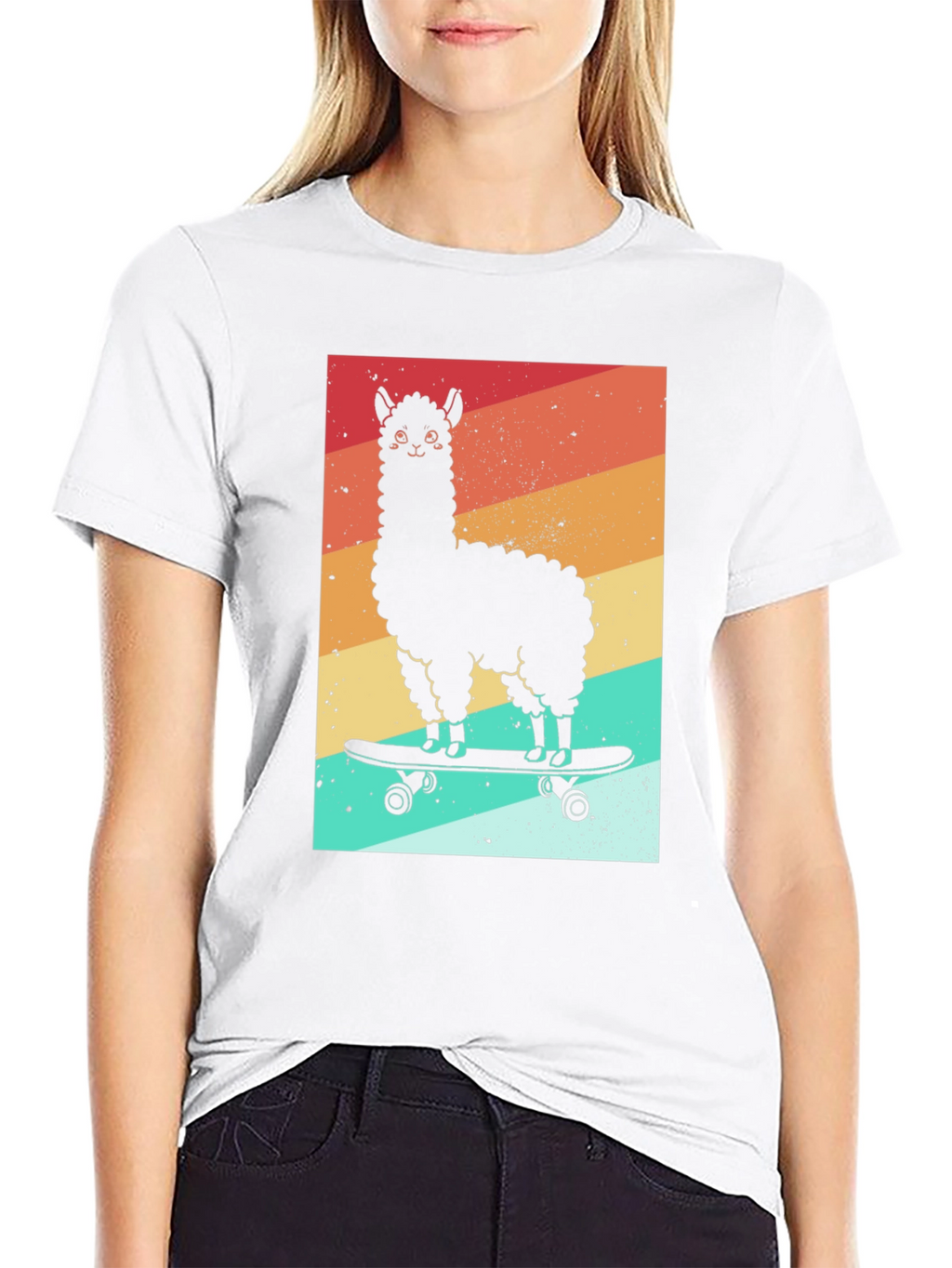 Llama Skateboard Graphic Tee - Black