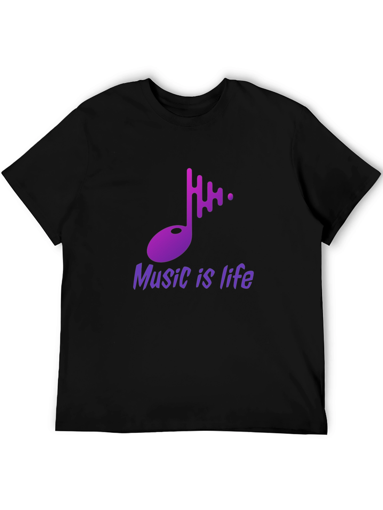 Music is Life Graphic Tee - Stylish Black T-Shirt