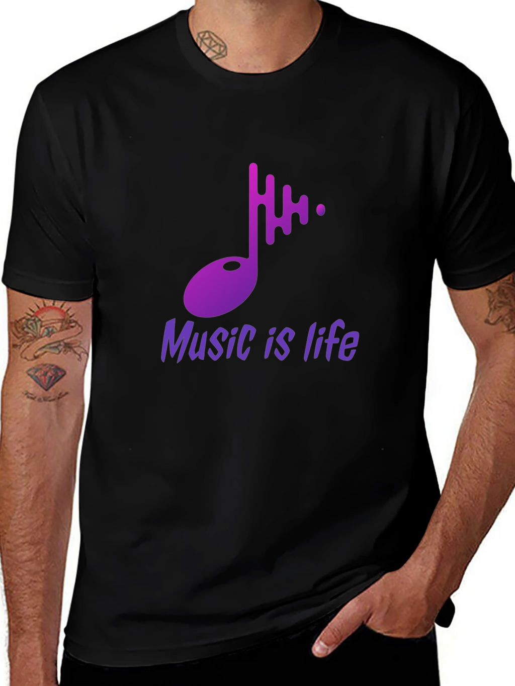 Music is Life Graphic Tee - Stylish Black T-Shirt