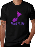 Music is Life Graphic Tee - Stylish Black T-Shirt