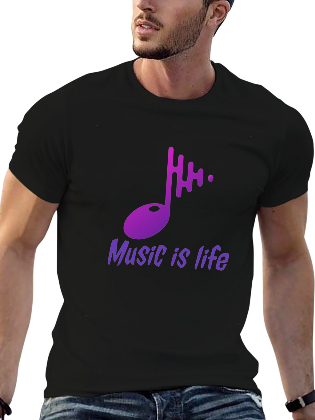 Music is Life Graphic Tee - Stylish Black T-Shirt
