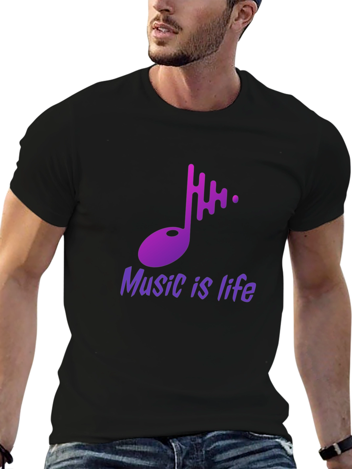 Music is Life Graphic Tee - Stylish Black T-Shirt