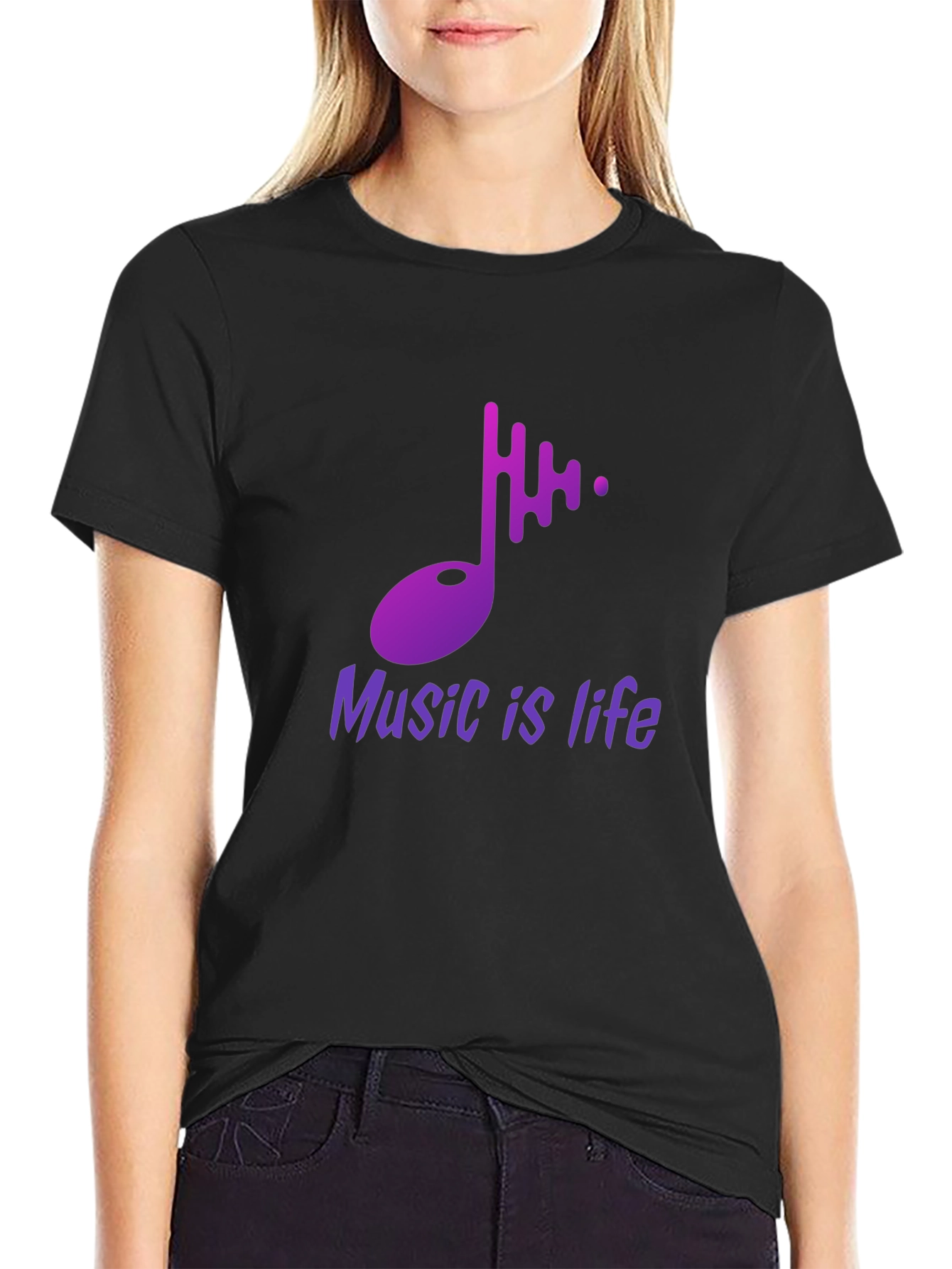 Music is Life Graphic Tee - Stylish Black T-Shirt