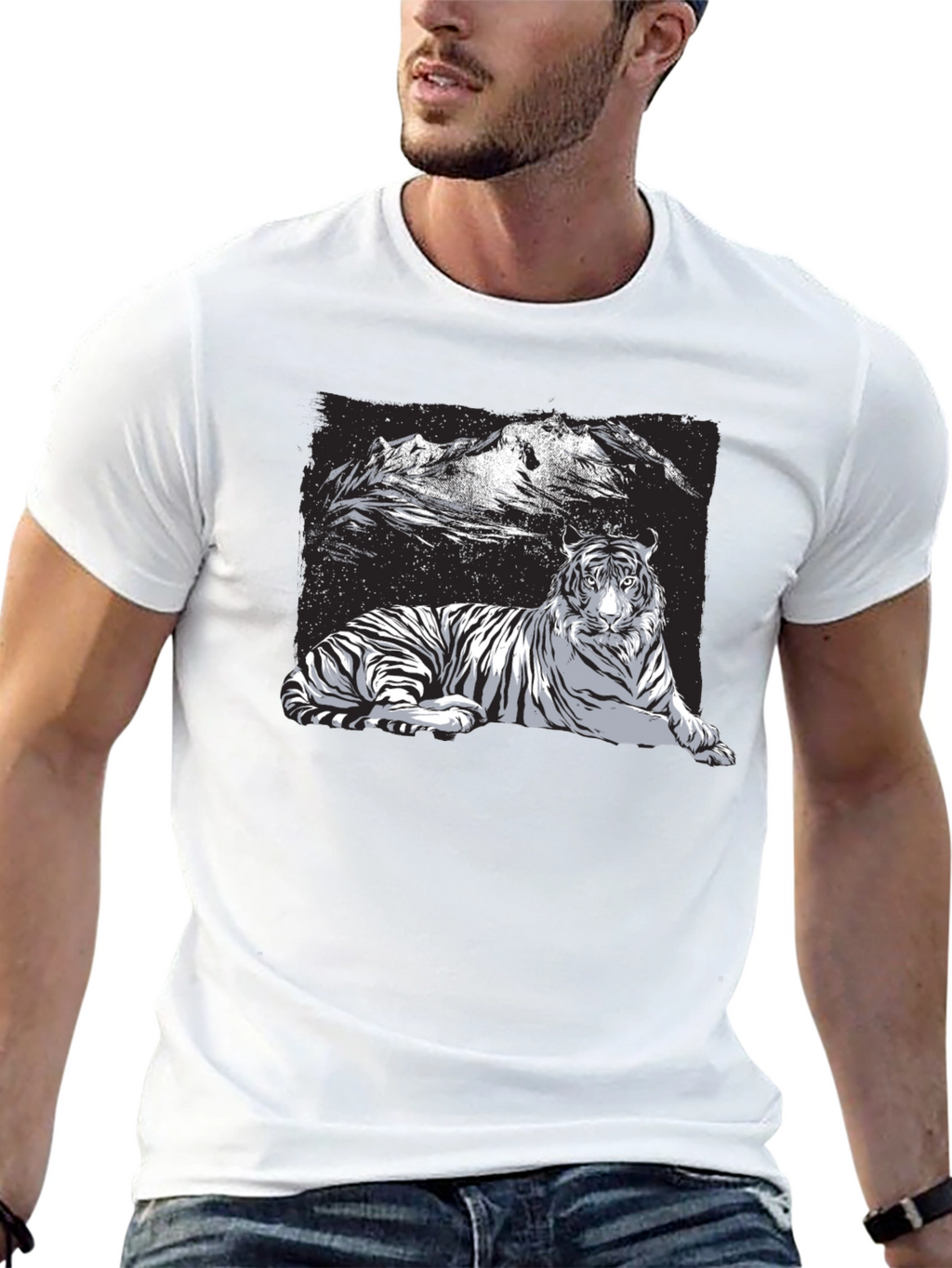 Tiger Graphic Tee - Black Short Sleeve Shirt
