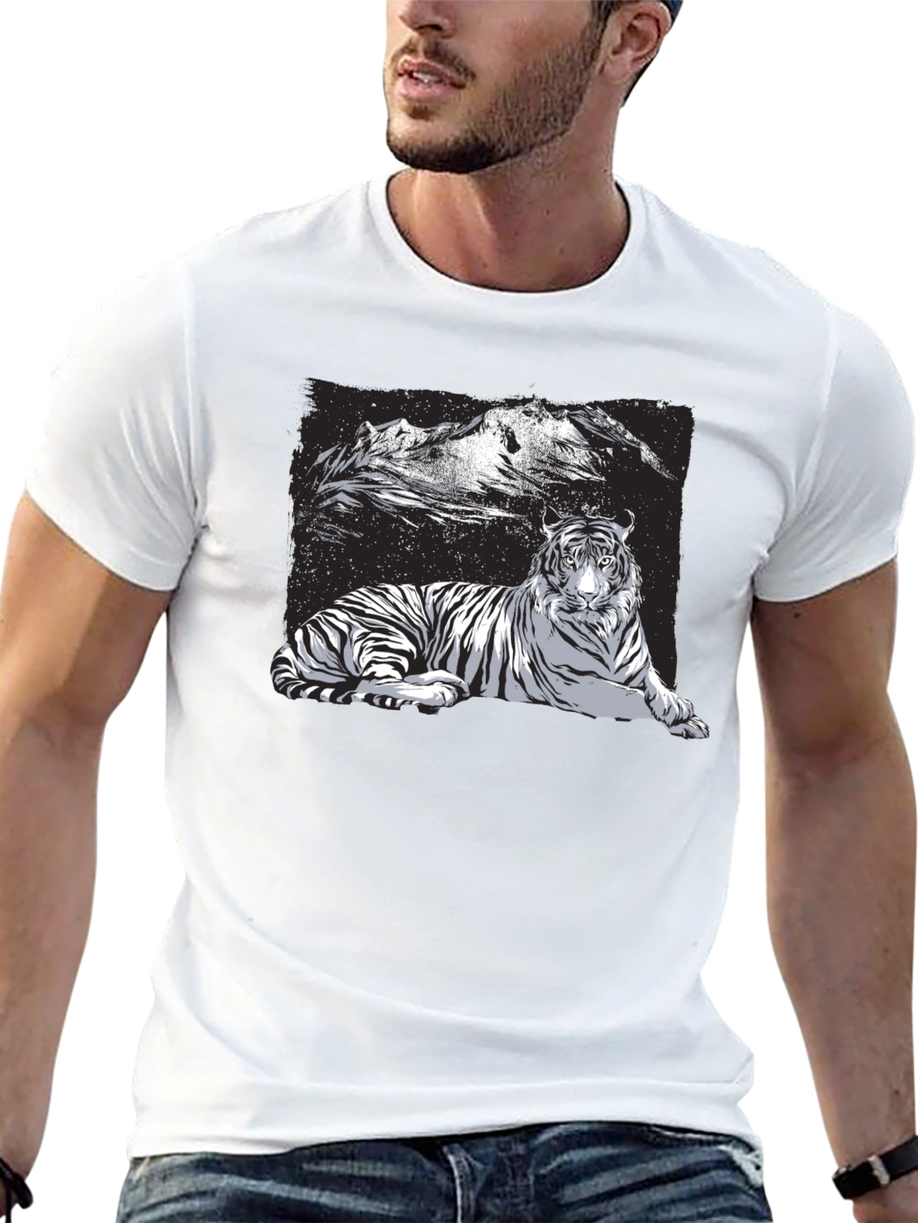 Tiger Graphic Tee - Black Short Sleeve Shirt