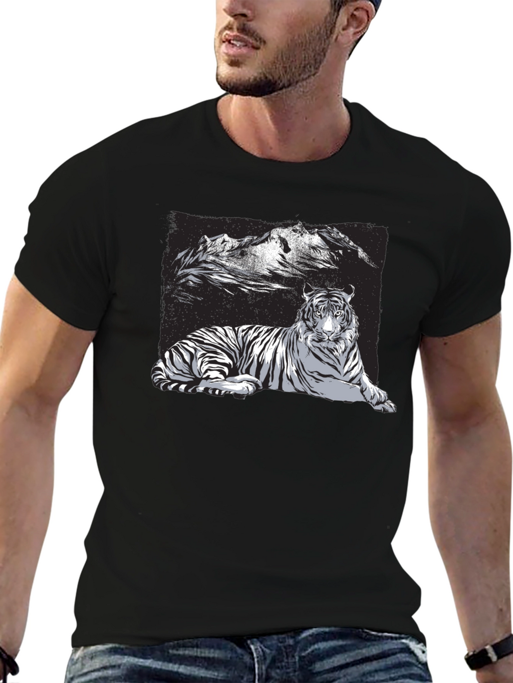 Tiger Graphic Tee - Black Short Sleeve Shirt