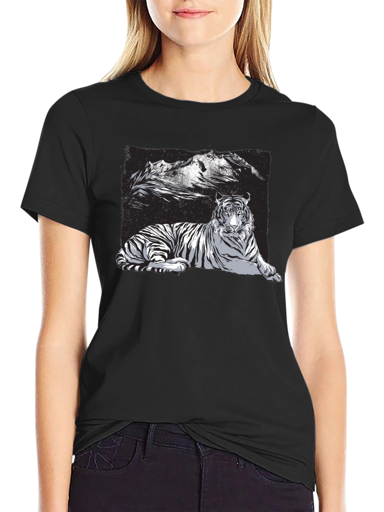 Tiger Graphic Tee - Black Short Sleeve Shirt