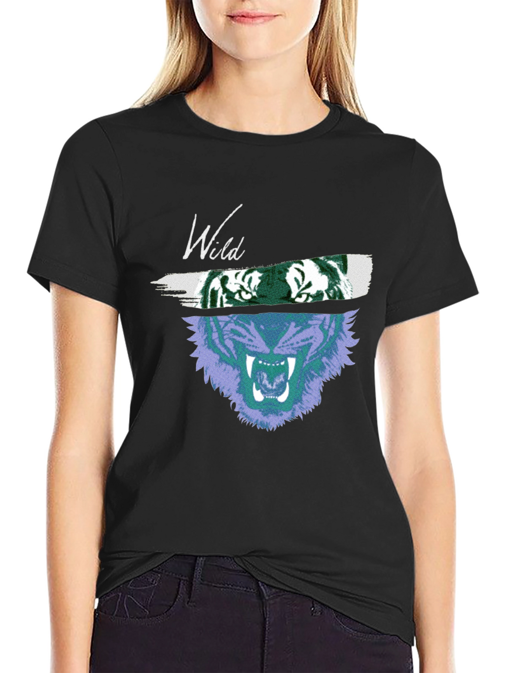 Wild Tiger Graphic T-Shirt - Black