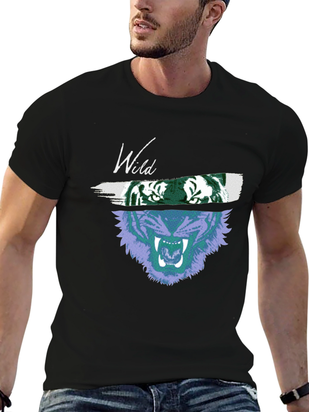 Wild Tiger Graphic T-Shirt - Black