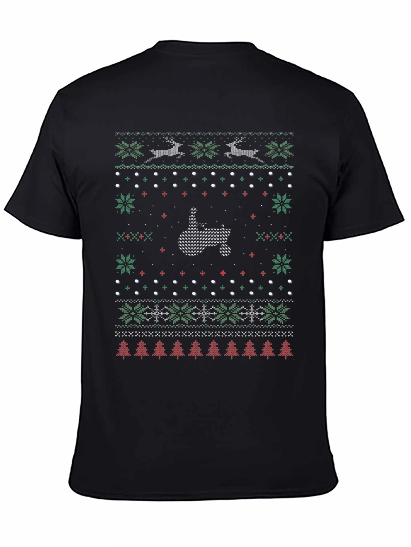 Ugly Christmas Sweater Middle Finger T-Shirt