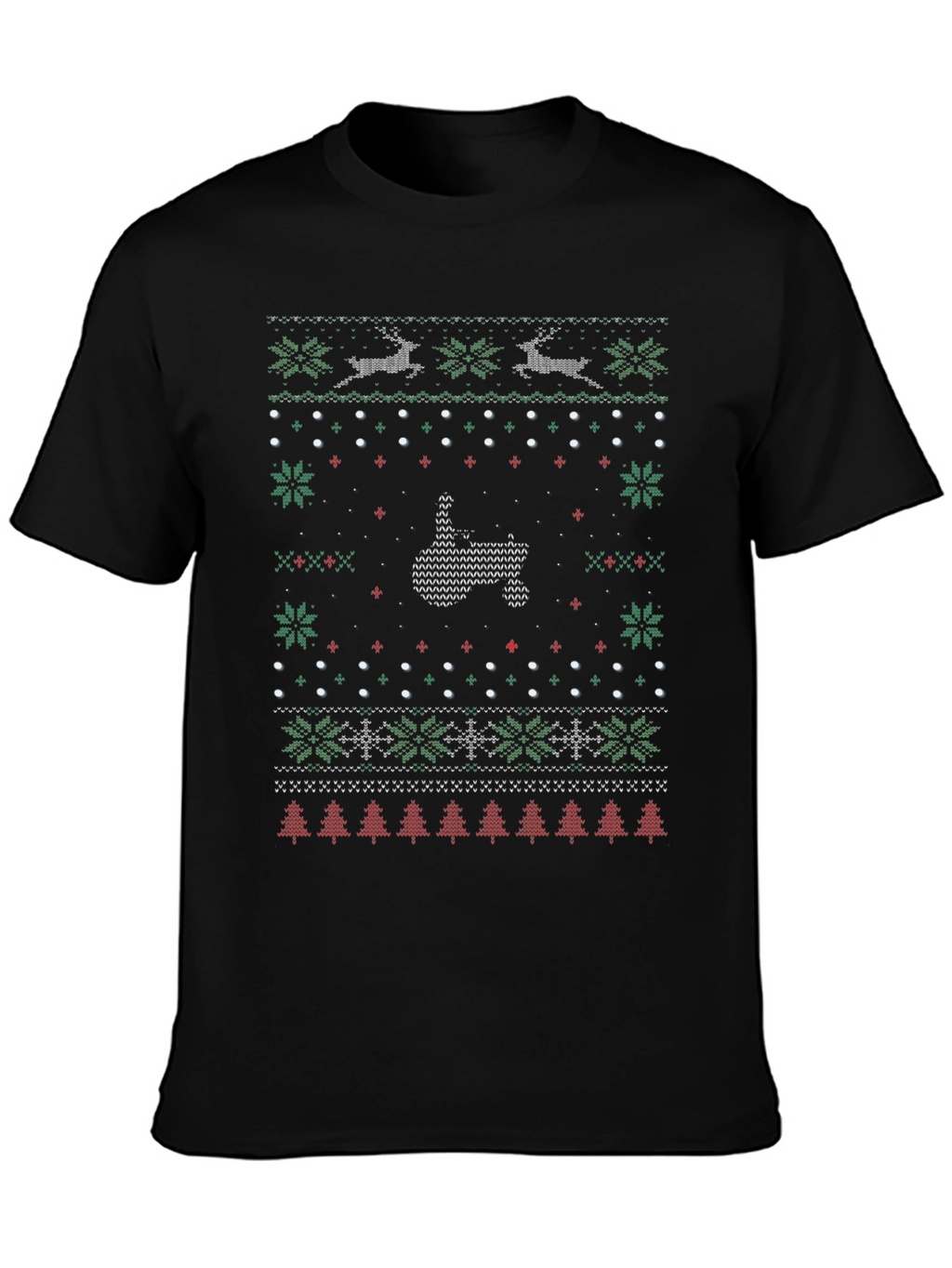 Ugly Christmas Sweater Middle Finger T-Shirt