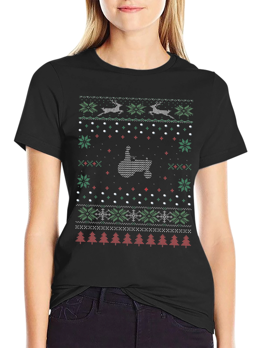 Ugly Christmas Sweater Middle Finger T-Shirt