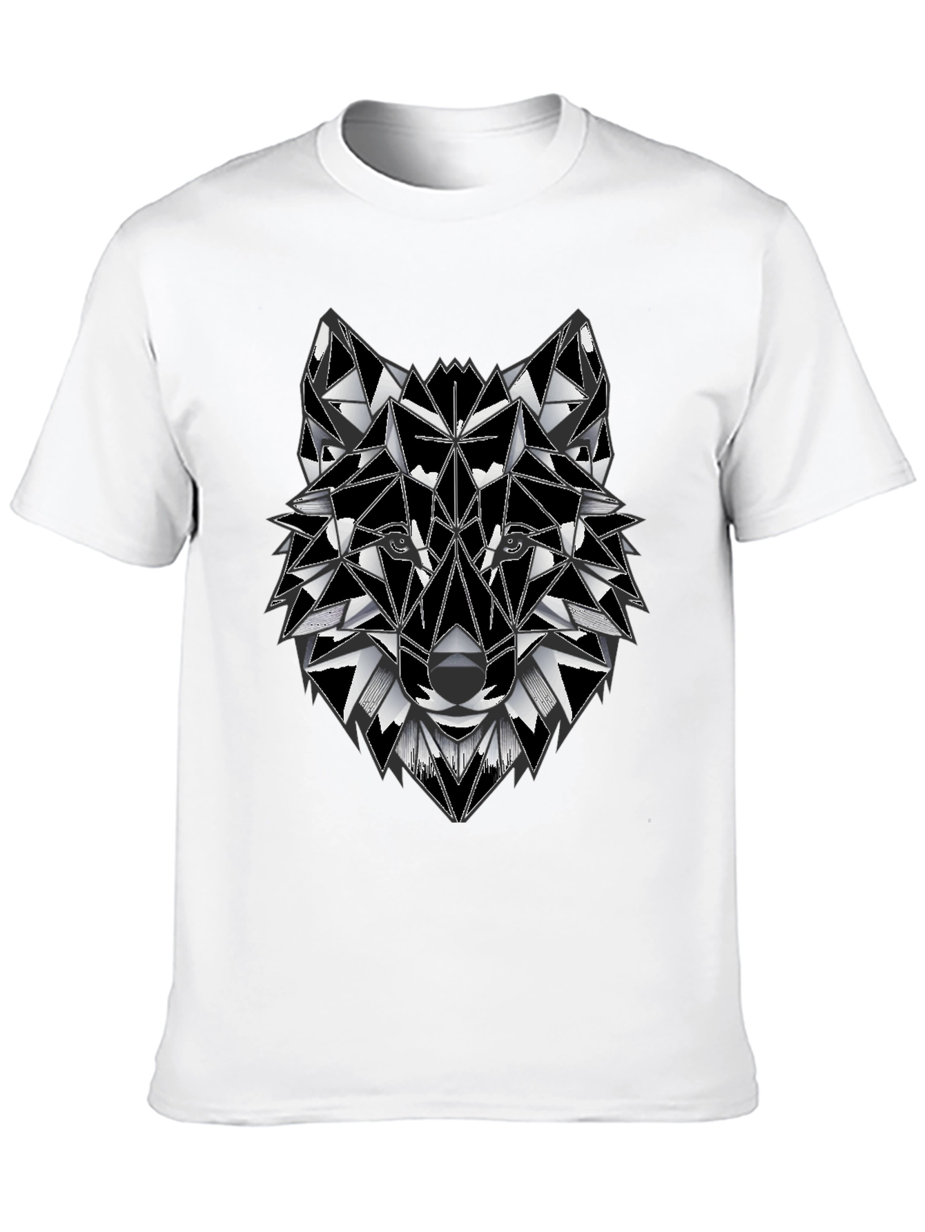 Geometric Wolf Graphic Tee - Stylish Mens T-Shirt
