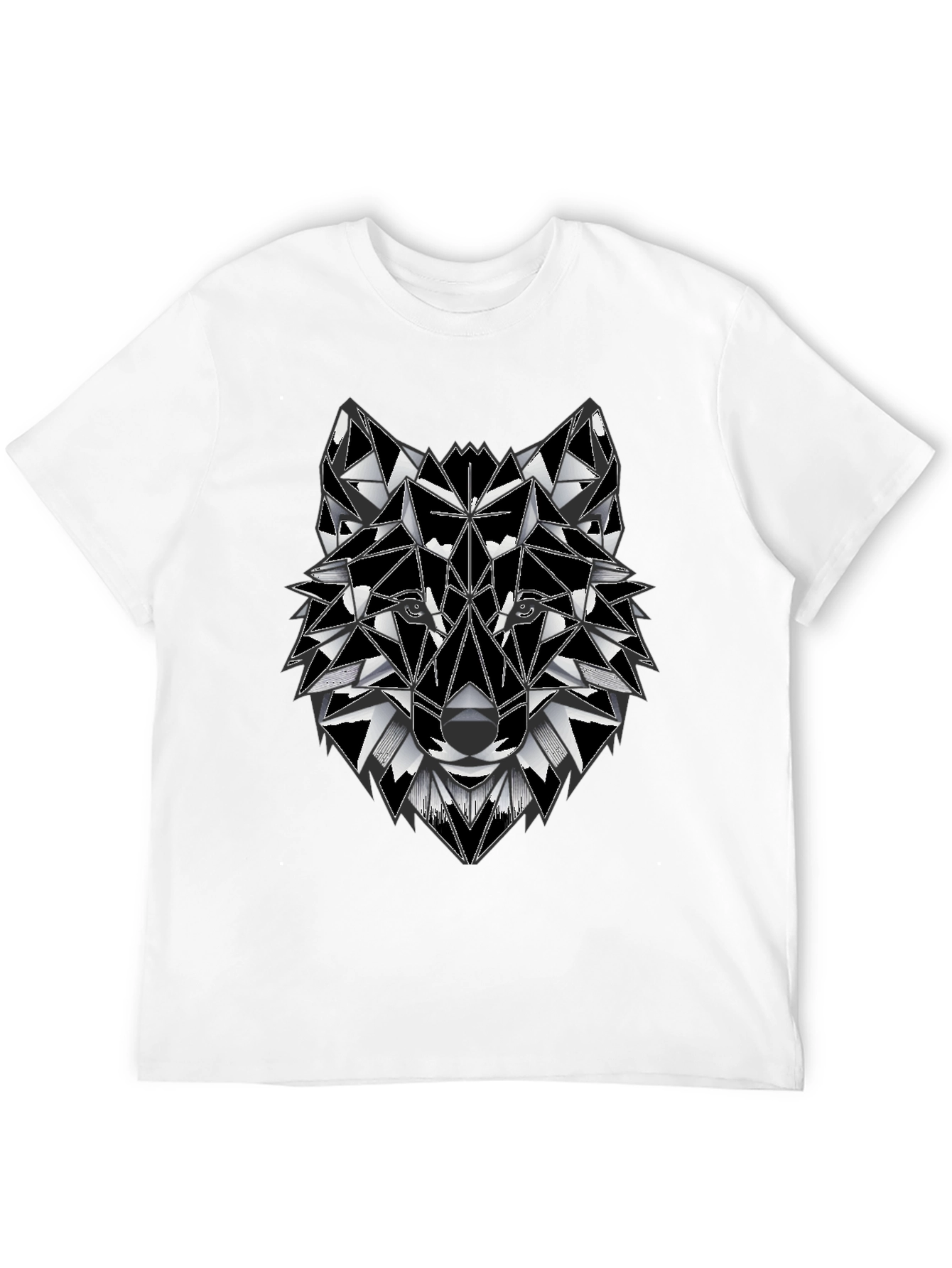 Geometric Wolf Graphic Tee - Stylish Mens T-Shirt