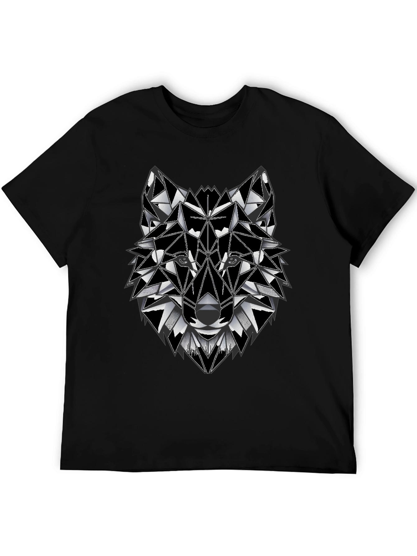 Geometric Wolf Graphic Tee - Stylish Mens T-Shirt