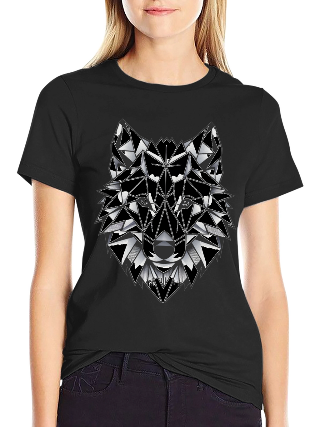 Geometric Wolf Graphic Tee - Stylish Mens T-Shirt