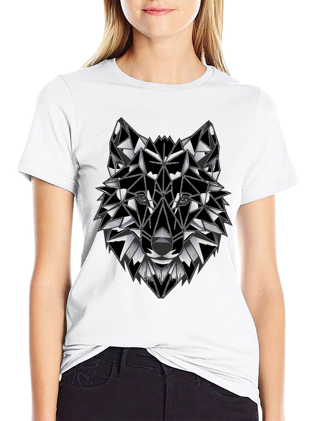 Geometric Wolf Graphic Tee - Stylish Mens T-Shirt