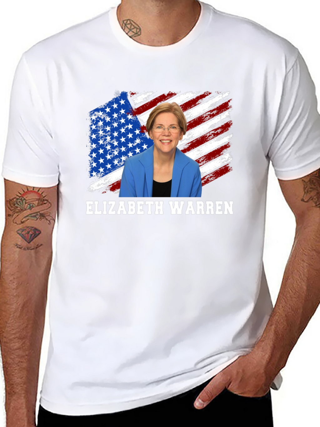 Elizabeth Warren American Flag Graphic Tee