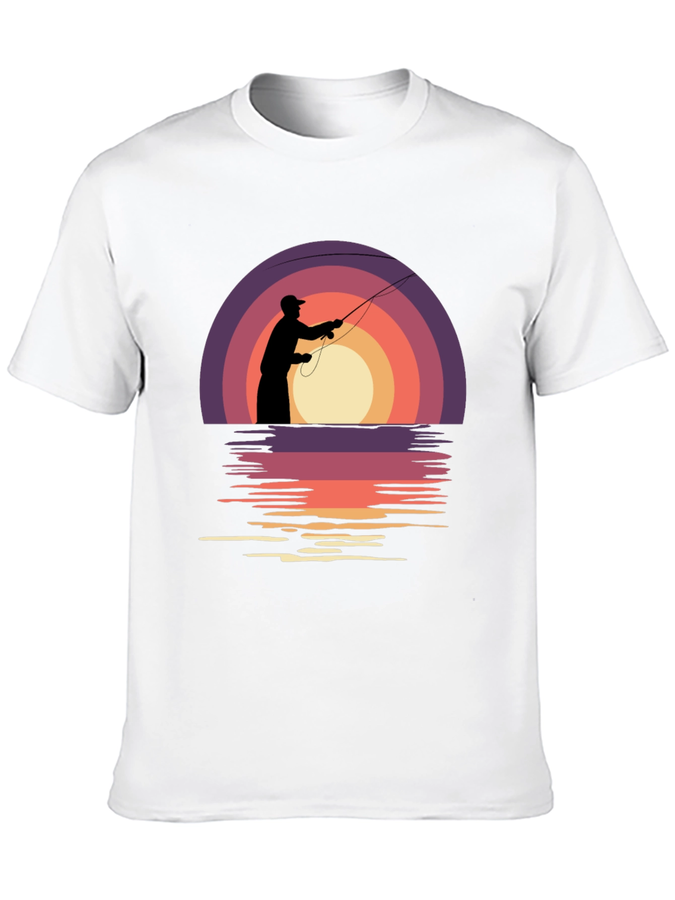 Fishing Sunset T-Shirt - Retro Style