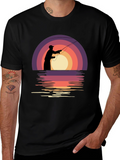 Fishing Sunset T-Shirt - Retro Style