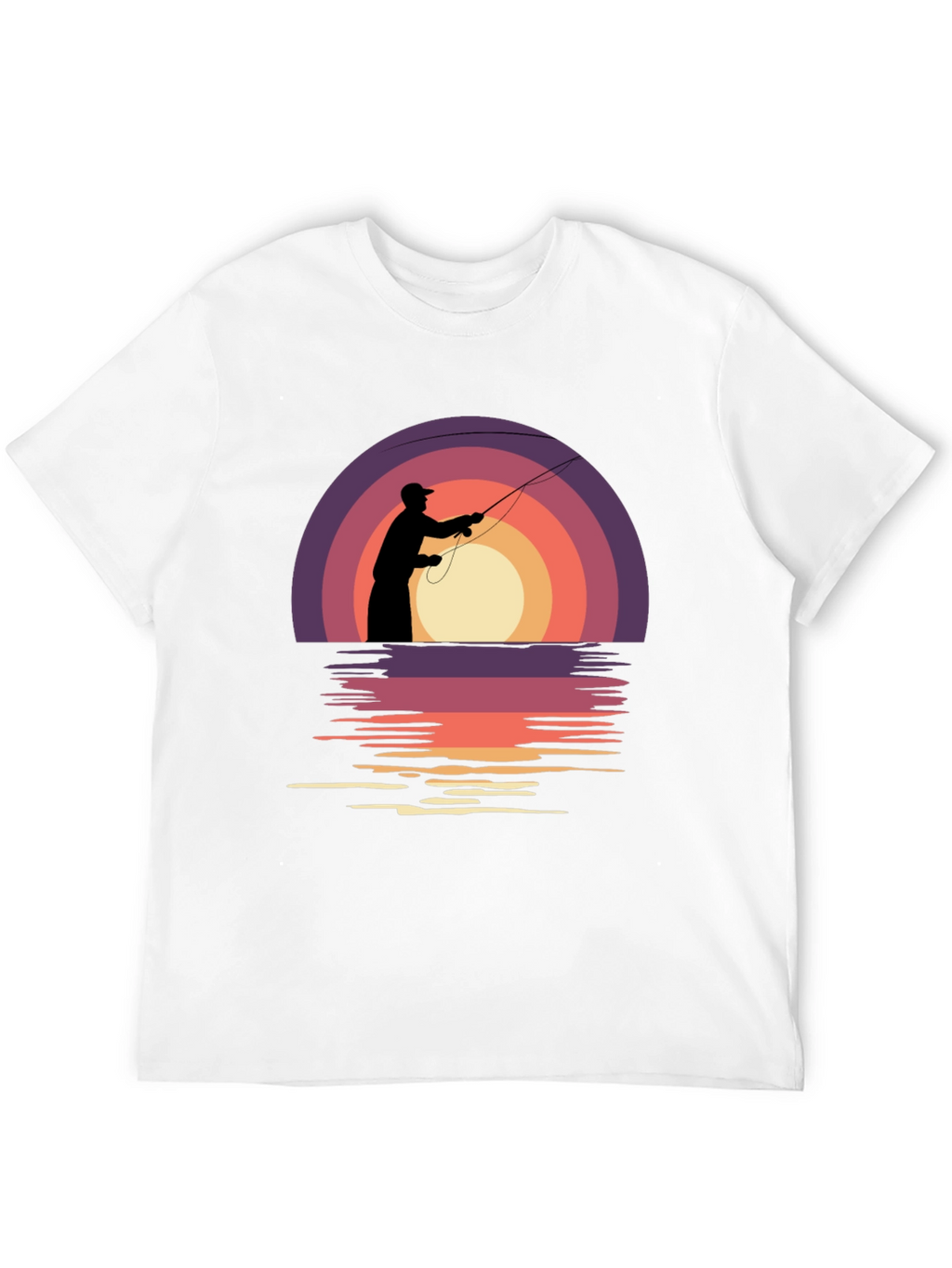 Fishing Sunset T-Shirt - Retro Style